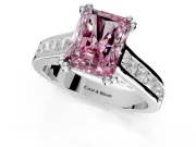 Solitaire Engagement Ring Setting for Fancy Pink Radiant Cut Center with Channel Band and Double Claw Prong Head in White Gold