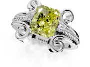 Solitaire Engagement Ring Setting for Fancy Yellow Radiant Cut Center with Twisted Band and Scroll Prong Head in White Gold