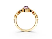 Vintage Station Engagement Ring Setting for Fancy Pink Marquise Center with Accents and Prong Head in Yellow Gold