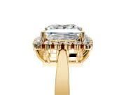 Starburst Halo Engagement Ring Setting for Princess Cut Center with Flat Cathedral Band and Prong Head in Yellow Gold