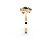 Starburst Halo Engagement Ring Setting for Fancy Green Heart-Shaped Center with Flat Cathedral Band and Prong Head in Rose Gold