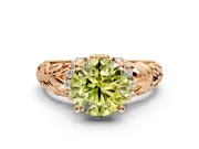 Solitaire Engagement Ring Setting for Fancy Yellow Round Cut Center with Filigree Accent Basket and Prong Head in Rose Gold