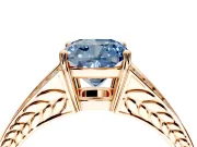 Split Shank Engagement Ring Setting for Fancy Blue Cushion Cut Center with Pave Split Shank and Prong Head in Rose Gold