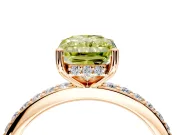 Solitaire Engagement Ring Setting for Fancy Yellow Radiant Cut Center with Fine Pave Band and Prong Head in Rose Gold