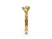 Solitaire Engagement Ring Setting for Fancy Yellow Heart-Shaped Center with Scrollwork Band and Prong Head in Yellow Gold