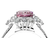 Halo Engagement Ring Setting for Fancy Pink Princess Cut Center with Two-Strand Split Shank and Prong Head in Platinum