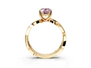 Solitaire Engagement Ring Setting for Fancy Pink Oval Center with Pave and Plain Crossover Band and Prong Head in Yellow Gold