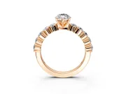Shared-Prong Engagement Ring Setting for Marquise Center with Graduated Accents and Prong Head in Rose Gold