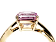 Solitaire Engagement Ring Setting for Fancy Pink Asscher Cut Center with Plain Bypass Twist Band and Prong Head in Yellow Gold