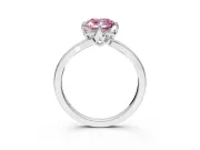 Solitaire Engagement Ring Setting for Fancy Pink Cushion Cut Center with Plain Split Shank and Prong Head in White Gold