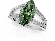 Split Shank Engagement Ring Setting for Fancy Green Marquise Center with Pave Split Shank and Prong Head in Sterling Silver
