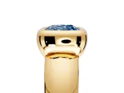 Solitaire Engagement Ring Setting for Fancy Blue Cushion Cut Center with Wide Band and Bezel Head in Yellow Gold