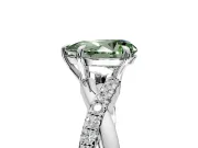 Crossover Engagement Ring Setting for Fancy Green Pear-Shaped Center with Pave and Plain Strands and Prong Head in Sterling Silver