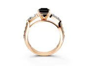 Channel-Set Engagement Ring Setting for Fancy Black Radiant Cut Center with Baguette Band and Prong Head in Rose Gold