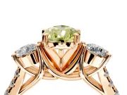 3 Stone Engagement Ring Setting for Fancy Yellow Pear-Shaped Center with Crossover Basket, Pave Band and Prong Head in Rose Gold