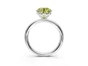 Low-Set Solitaire Engagement Ring Setting for Fancy Yellow Round Cut Center with Thin Plain Band and Prong Head in Sterling Silver