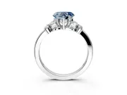 Solitaire Engagement Ring Setting for Fancy Blue Heart-Shaped Center with Marquise Flower Shoulders and Prong Head in Sterling Silver