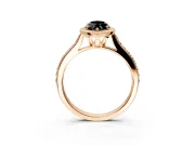 Halo Engagement Ring Setting for Fancy Black Marquise Center with Pave Accents, Heart Basket and Prong Head in Rose Gold