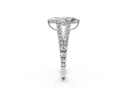 Solitaire Engagement Ring Setting for Marquise Center with Pave Split Shank and Prong Head in Platinum