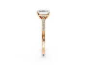 Solitaire Engagement Ring Setting for Asscher Cut Center with Channel Accents and Prong Head in Rose Gold
