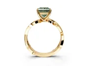 Solitaire Engagement Ring Setting for Fancy Green Princess Cut Center with Pave and Plain Crossover Band and Prong Head in Yellow Gold