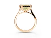 Single Halo Engagement Ring Setting for Fancy Yellow Princess Cut Center with Corner Claws, Plain Band and Prong Head in Rose Gold