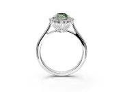 Starburst Halo Engagement Ring Setting for Fancy Green Marquise Center with Thin Round-Wire Band and Prong Head in White Gold