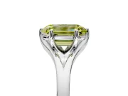 Solitaire Engagement Ring Setting for Fancy Yellow Emerald Cut Center with Plain Split Shank and Prong Head in Platinum