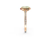 Halo Engagement Ring Setting for Fancy Yellow Radiant Cut Center with Pave Accents, Heart Basket and Prong Head in Rose Gold