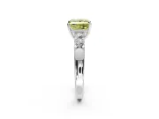 5 Stone Engagement Ring Setting for Fancy Yellow Princess Cut Center with Plain Band and Prong Head in Sterling Silver