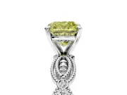 Solitaire Engagement Ring Setting for Fancy Yellow Cushion Cut Center with Marquise Panel Band and Prong Head in Sterling Silver