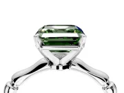 Solitaire Engagement Ring Setting for Fancy Green Asscher Cut Center with Bamboo Band and Prong Head in Platinum