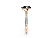 Hidden Halo Engagement Ring Setting for Fancy Black Pear-Shaped Center with Pave Band and Prong Head in Rose Gold
