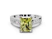 Solitaire Engagement Ring Setting for Fancy Yellow Radiant Cut Center with Channel Band and Double Claw Prong Head in Platinum