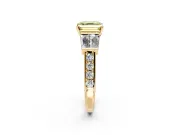 Channel-Set Engagement Ring Setting for Fancy Yellow Asscher Cut Center with Baguette Band and Prong Head in Yellow Gold