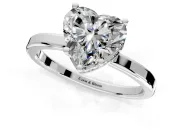 Hidden Halo Engagement Ring Setting for Heart-Shaped Center with Wide Flat Plain Band and Prong Head in Platinum