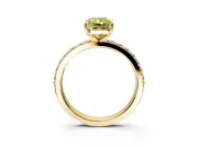 Solitaire Engagement Ring Setting for Fancy Yellow Radiant Cut Center with Round Cut Pave Band and Prong Head in Yellow Gold