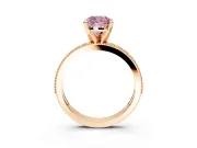 Milgrain Pave Engagement Ring Setting for Fancy Pink Cushion Cut Center with Accent Band and Prong Head in Rose Gold
