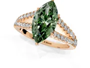 Solitaire Engagement Ring Setting for Fancy Green Marquise Center with Pave Split Shank and Prong Head in Rose Gold