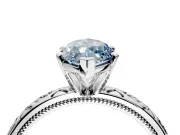 Solitaire Engagement Ring Setting for Fancy Blue Marquise Center with Scrollwork Band and Prong Head in White Gold