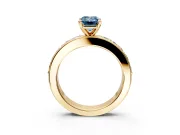 Solitaire Engagement Ring Setting for Fancy Blue Emerald Cut Center with Channel-Set Accents and Prong Head in Yellow Gold