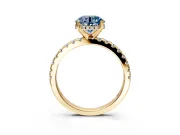 Solitaire Engagement Ring Setting for Fancy Blue Round Cut Center with Band of Accents and Prong Head in Yellow Gold