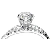 Solitaire Engagement Ring Setting for Marquise Center with Woven 3-Strand Pave Band and Prong Head in Sterling Silver