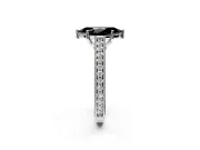 Solitaire Engagement Ring Setting for Fancy Black Marquise Center with Engraved Pave Band and Prong Head in Platinum