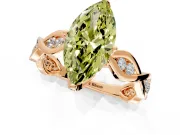 Solitaire Engagement Ring Setting for Fancy Yellow Marquise Center with Accented Twist Band and Leaf Prong Head in Rose Gold