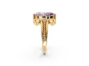 Solitaire Engagement Ring Setting for Fancy Pink Marquise Center with Twisted Band and Scroll Prong Head in Yellow Gold