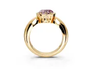 Halo Engagement Ring Setting for Fancy Pink Heart-Shaped Center with Tapered Plain Band and Prong Head in Yellow Gold