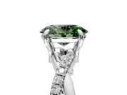 Solitaire Engagement Ring Setting for Fancy Green Oval Center with Half-Pave Crossover Band and Prong Head in Platinum