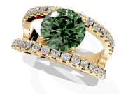 Solitaire Engagement Ring Setting for Fancy Green Round Cut Center with Wide-Open Split Shank and Prong Head in Yellow Gold