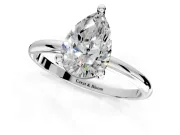 Minimalist Solitaire Engagement Ring Setting for Pear-Shaped Center with Thin Band and Prong Head in Platinum